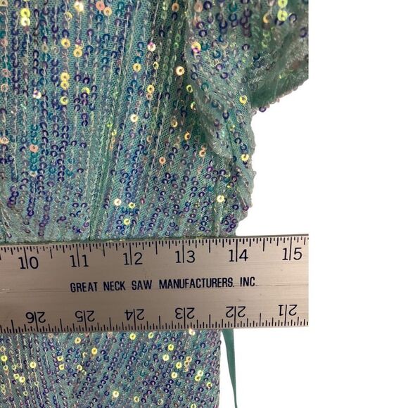 Mac Duggal 0 Dress Sequined High Neck Flutter Sleeve Gown Mermaid Illusion 26942 - Picture 10 of 16